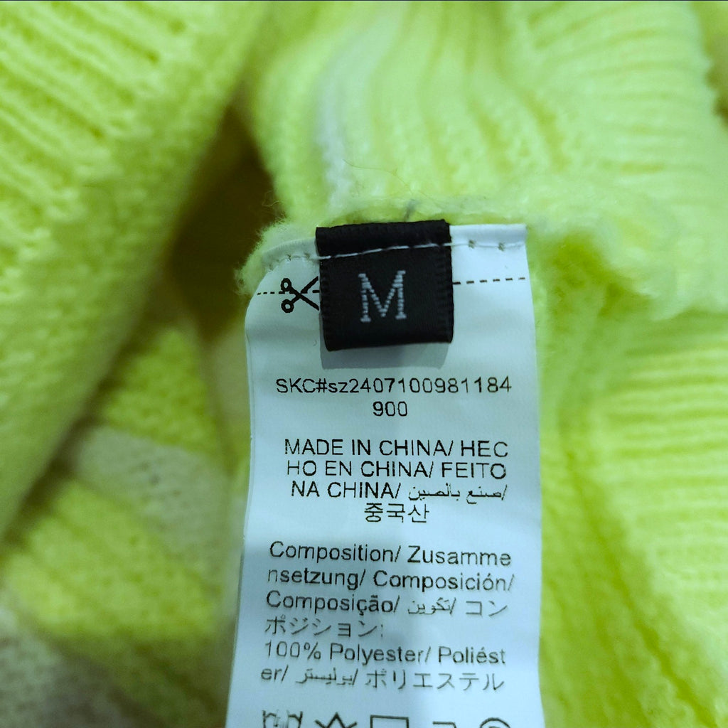 Neon Green Cable Knit Sz Medium Sheer Sweater