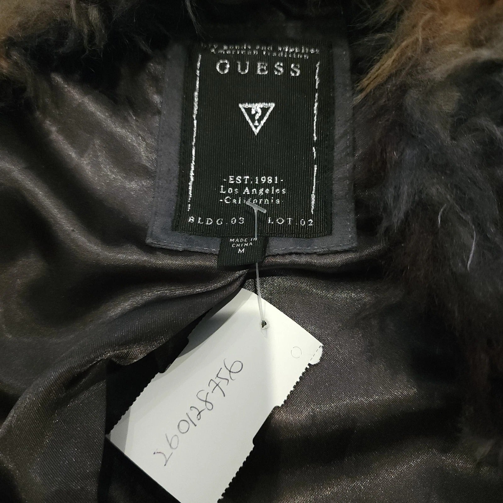 Guess Sz M Patched Black, Brown and Gray Dense Faux Fur Vest