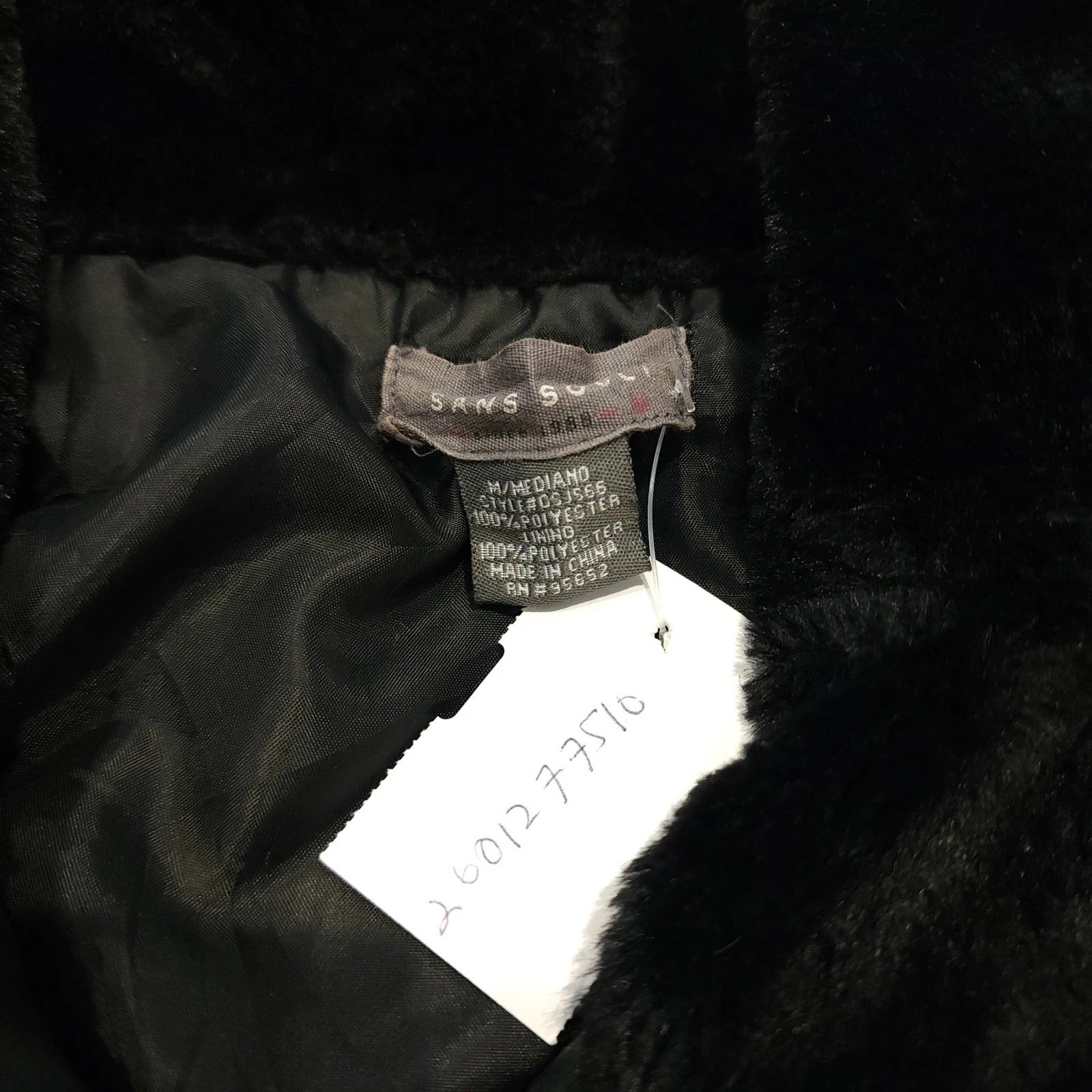 Sans Souli Sz M Black Faux Fur Jacket Full Zip