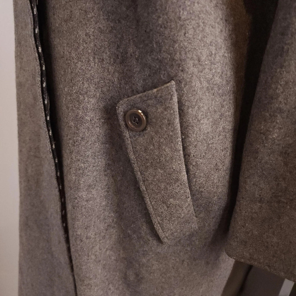 Tweed Wool Vintage Overcoat Gray Knee Length Sz M