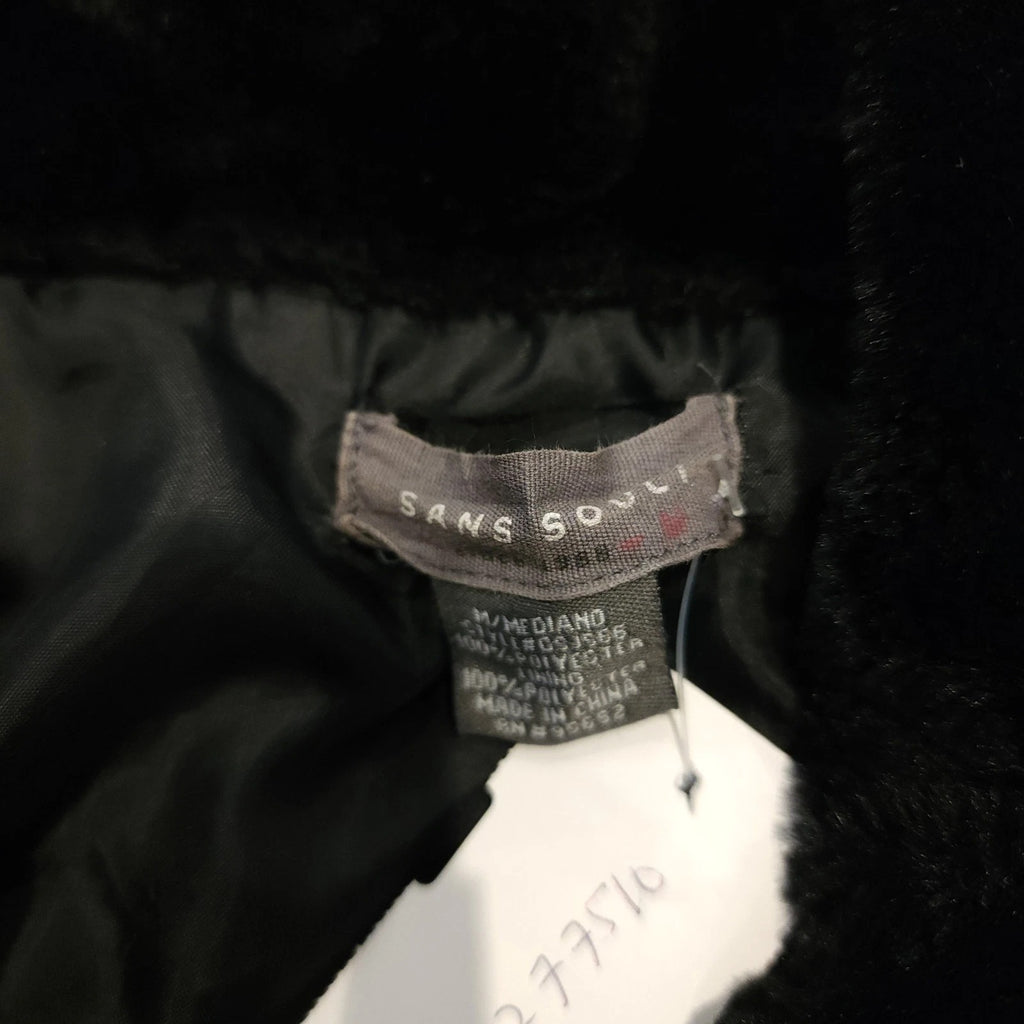 Sans Souli Sz M Black Faux Fur Jacket Full Zip