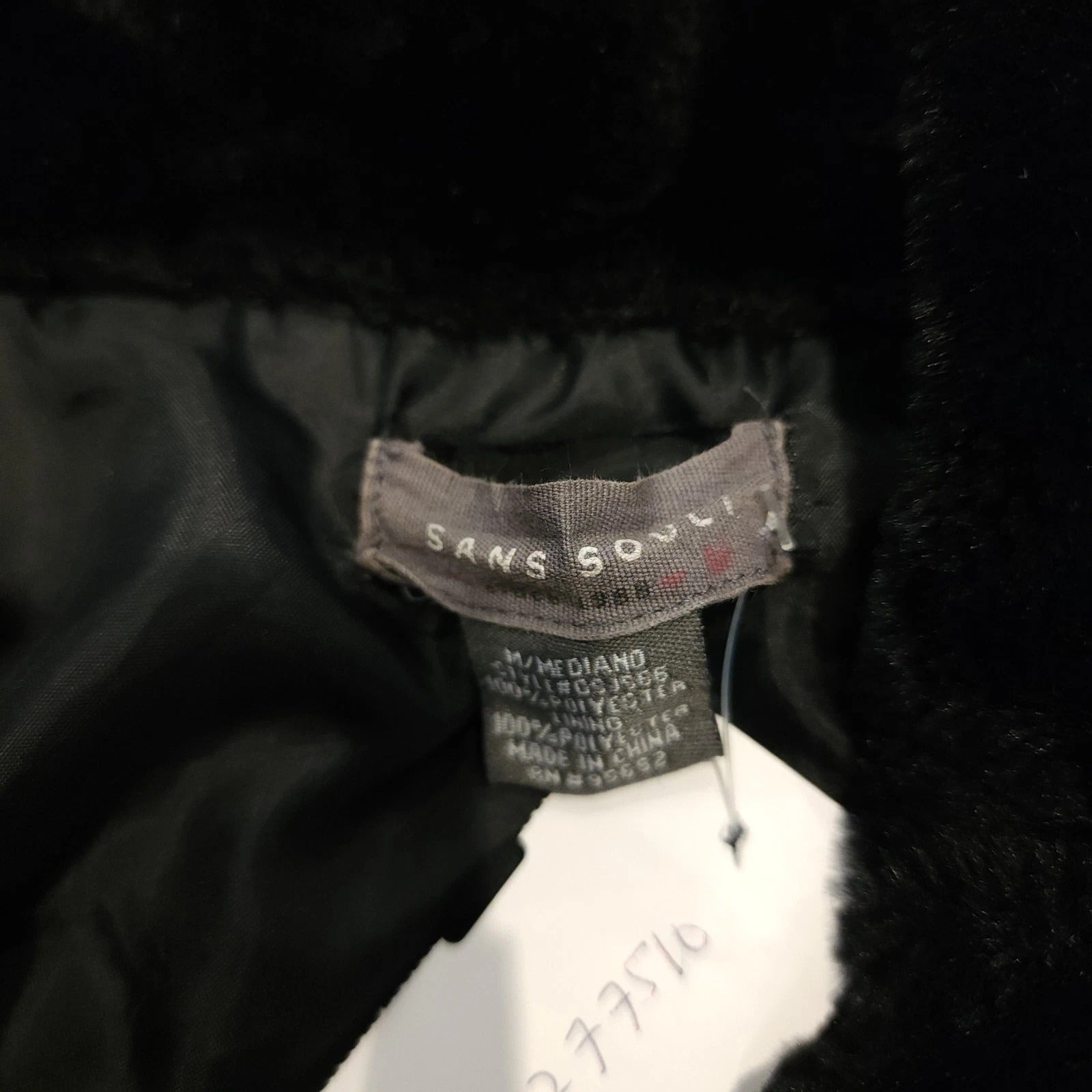 Sans Souli Sz M Black Faux Fur Jacket Full Zip
