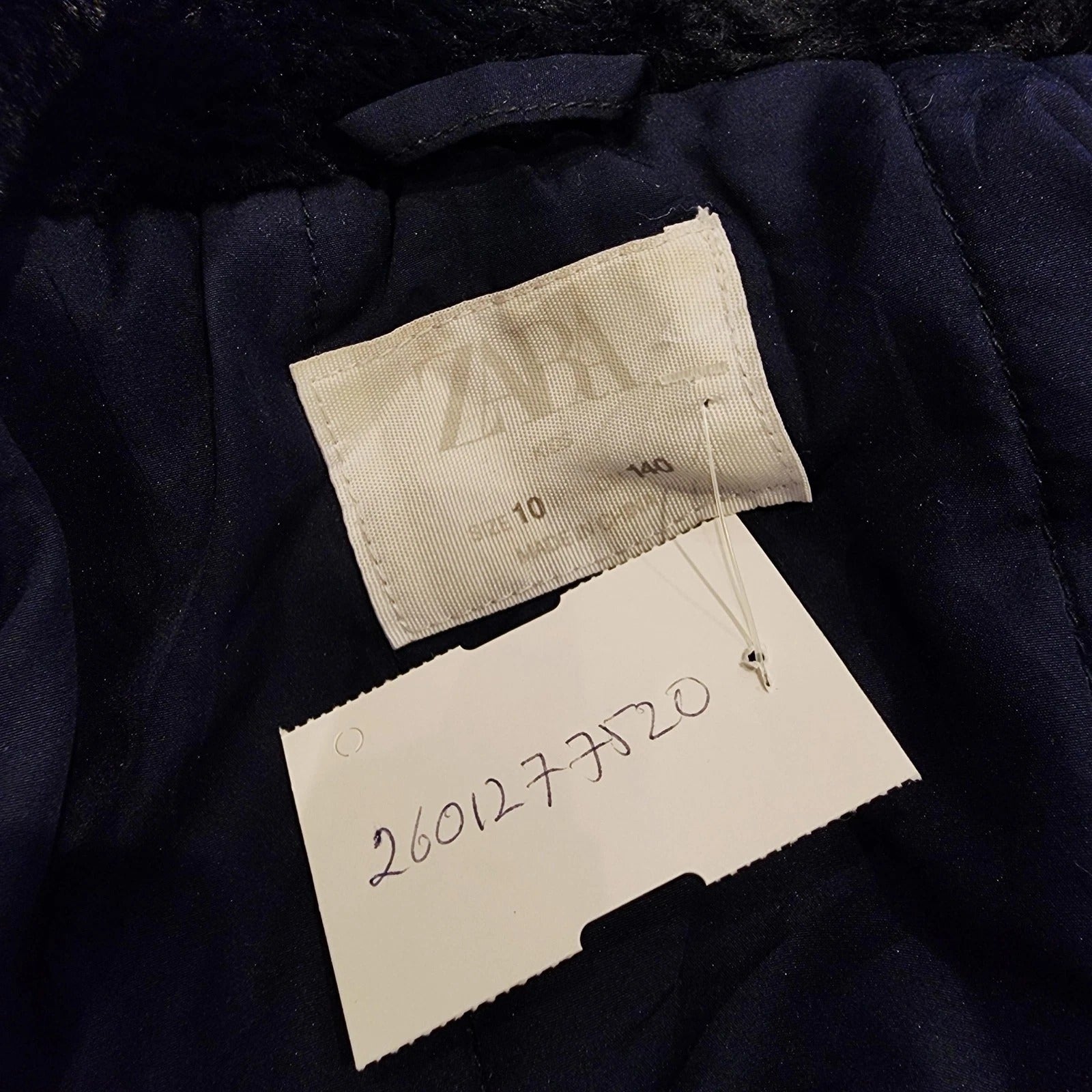 Zara Kids Midnight Blue Hooded Faux Fur Jacket Sz 10 Full Zip
