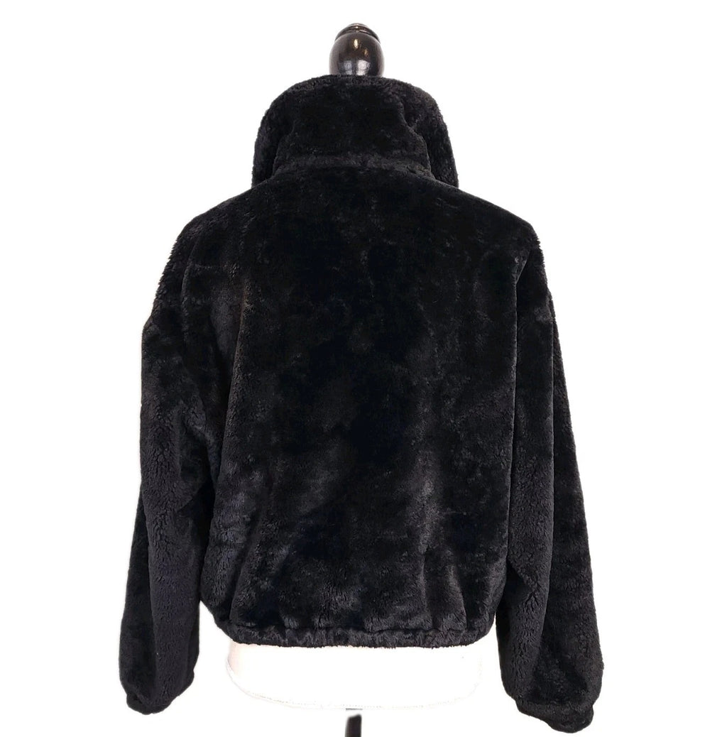 Sans Souli Sz M Black Faux Fur Jacket Full Zip