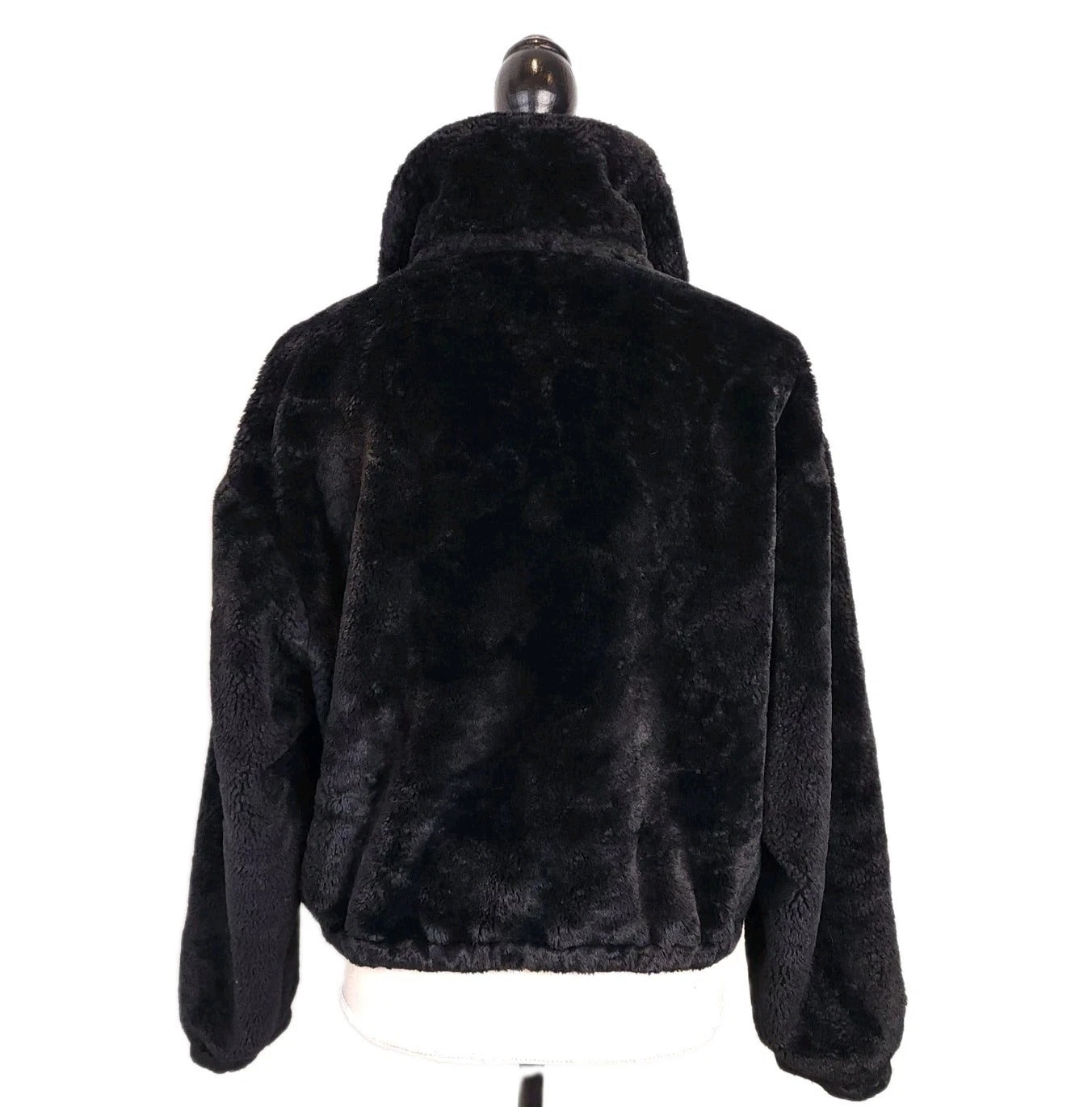 Sans Souli Sz M Black Faux Fur Jacket Full Zip