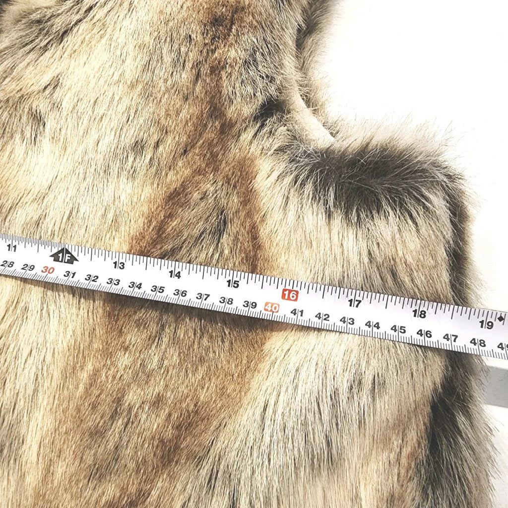 Parkhurst Bold Collar Light Brown Faux Fur Open Vest Sz S