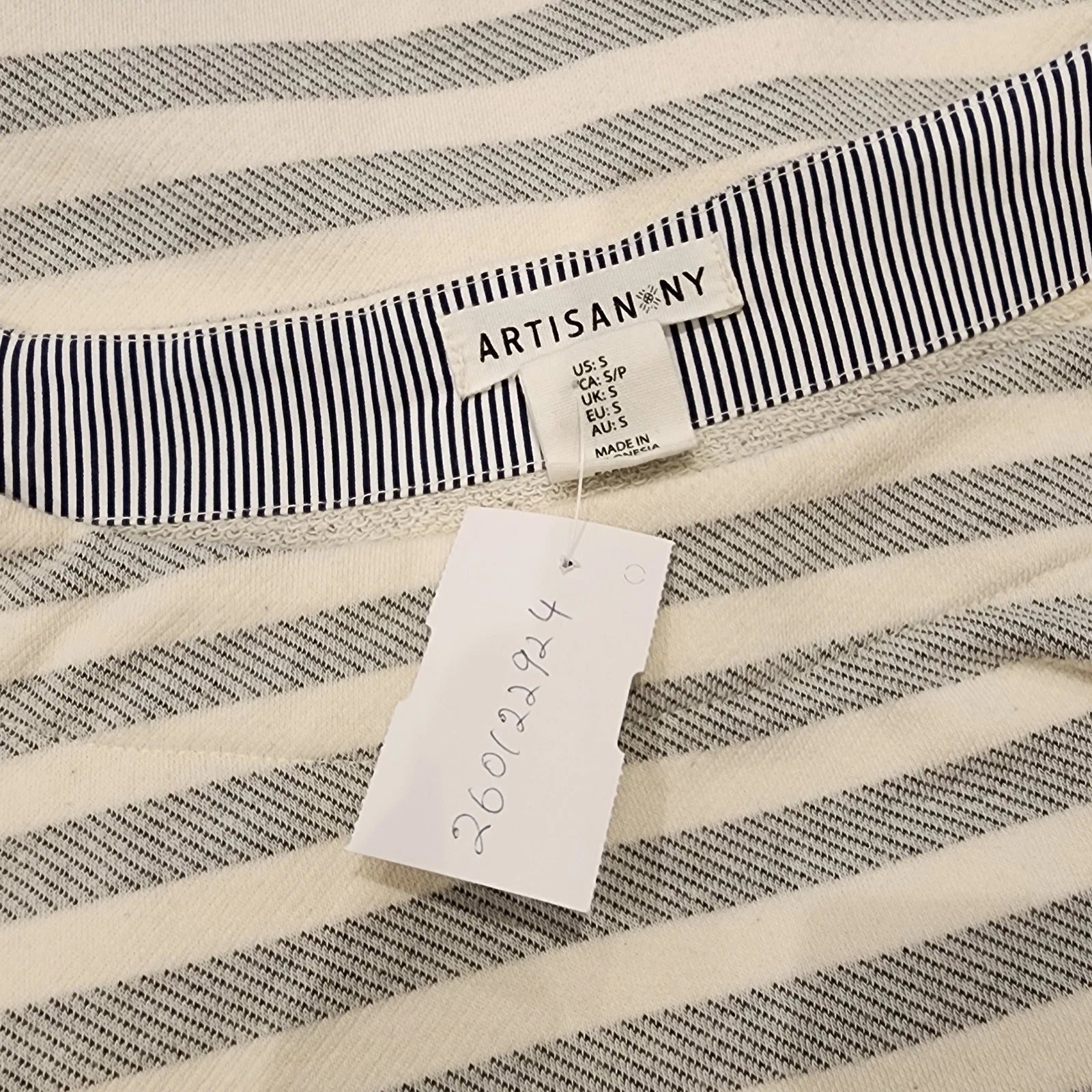 ARTISAN NY sz S Nautical Striped Maxi Dress Cotton Ivory Gray