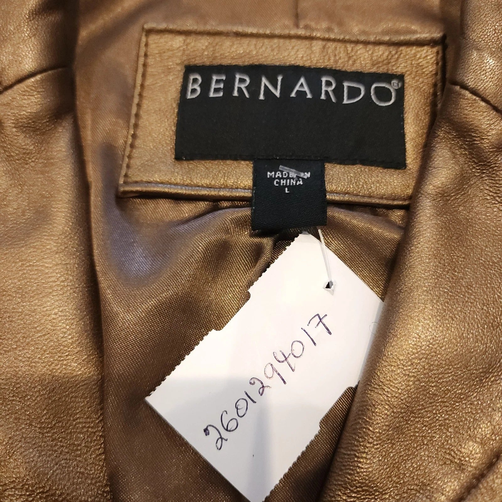 BERNARDO Sz L Bronze Genuine Leather Zip Blazer Jacket