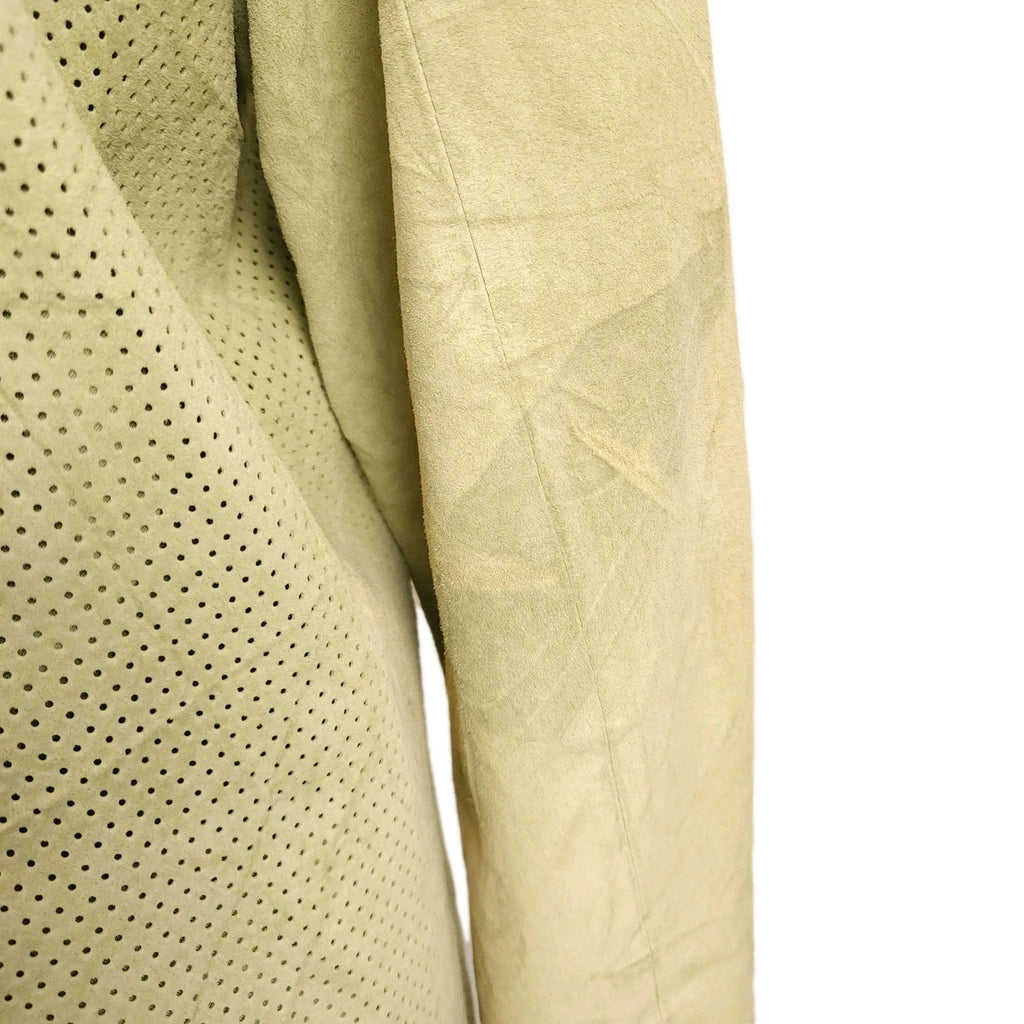 Olsen Cafe Racer Sz L Geniune Leather Biker Jacket Moss Green Full Zip