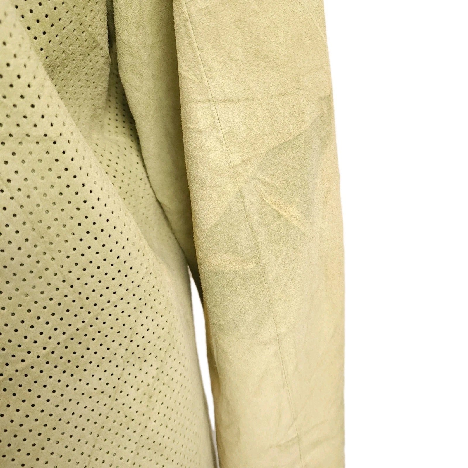 Olsen Cafe Racer Sz L Geniune Leather Biker Jacket Moss Green Full Zip
