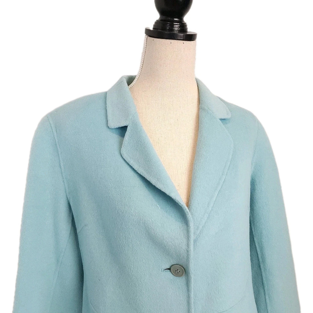 Rabbit and Wool Baby Blue Hand Made Buttoned Jacket Sz L Vintage PETER NYGARD