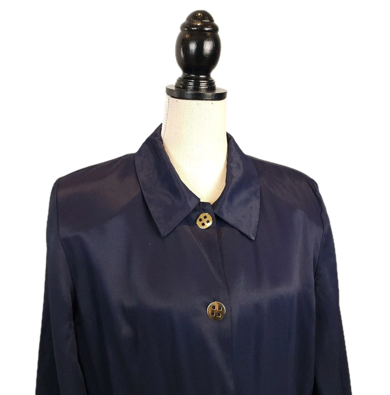 Evelyn Woods XL Vintage Midnight Blue Metal Buttons Skirt Suit