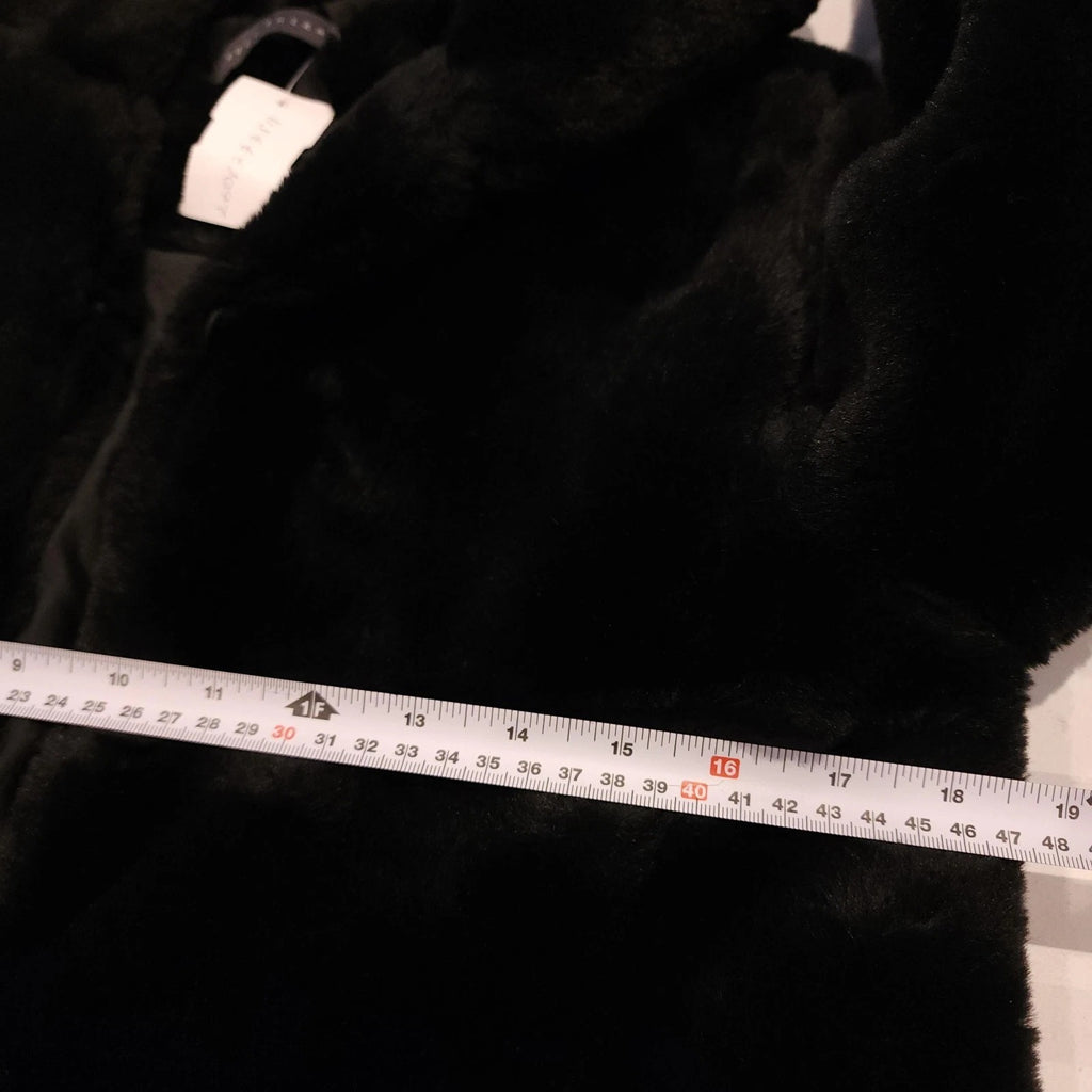 Suzy Shier Jet Black Luxe Short-Pile Faux Fur Coat Sz XS