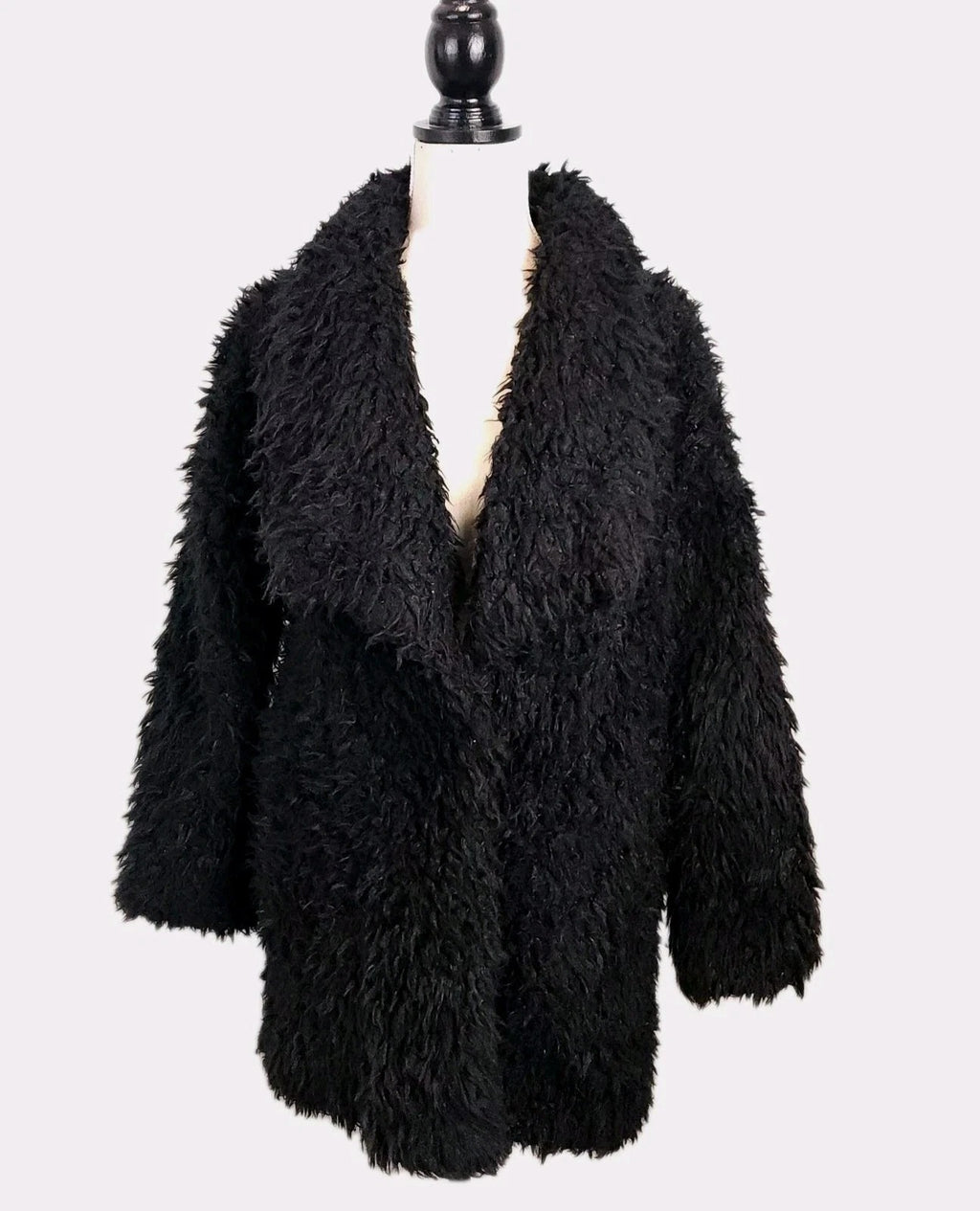 Onetheland Sz S Shaggy Faux Fur Jacket Black