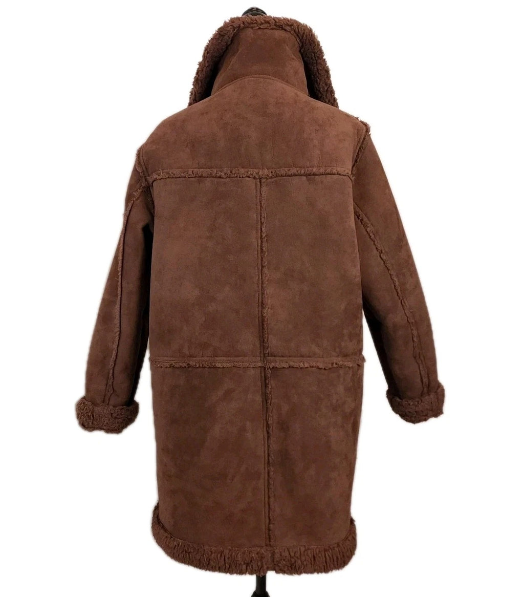 Faux Shearling Mocha Brown Sz S Overcoat